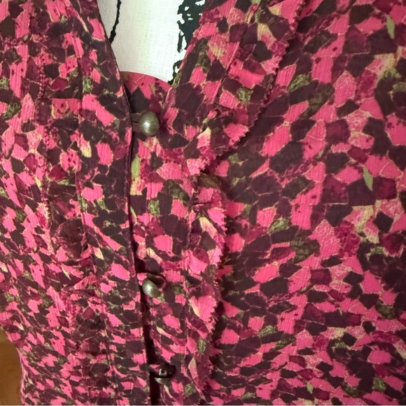 Coldwater‎ Creek Pink Chiffon Ruffle Blouse Long Sleeve Button Down Womens XL - Picture 4 of 7